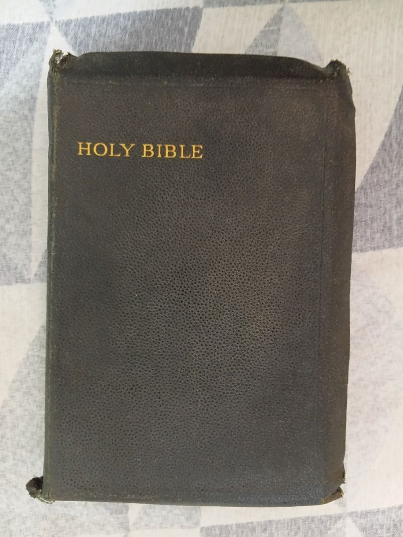 Authorized King James Version Illustrated Edition 1934 (Preloved) (Category: Storybooks) located in Quezon City. Submitted by Hapax_Legomenon (Listing ID 1459198070, Image 2). Description: VINTAGE KJV BIBLE Printed in Great Britain Version: Authorized King James Version Illustrated Edition: Illustrated Edition Publisher: London Odhams Press LTD Size: L: 22cm W: 14cm H: 4cm Cover type: Leather bound Notes: Well used Clean pages, no highlights and 