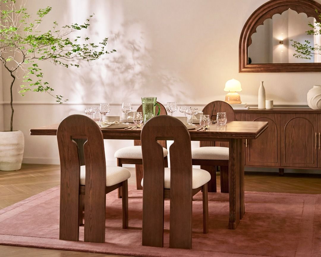 Avan Solid Oak Statement Dining Table (Category: Tables & Sets) located in Singapore. Submitted by homejourney.sg (Listing ID 1459154847, Image 2). Description: A durable, heat- and scratch-resistant finish pairs with sturdy bonded wood and wide solid-oak legs for long-lasting use. Available sizes & prices: - 180cm — S$1119 - 225cm — S$1279 Contact: 9131 8299.