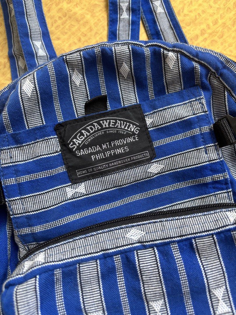 Backpack Sagada Weaving 1968 (Category: Backpacks) located in Quezon City. Submitted by cl3mentine (Listing ID 1459186273, Image 2). Description: SAGADA WEAVING 1968 “DONO” BACKPACK BAG Color: Blue Size: Small 11” x 14” x 4” Still in good shape and color. Handmade/handwoven bag featuring the traditional Sagada weaving. Bought it for 1300php RFS: Decluttering .