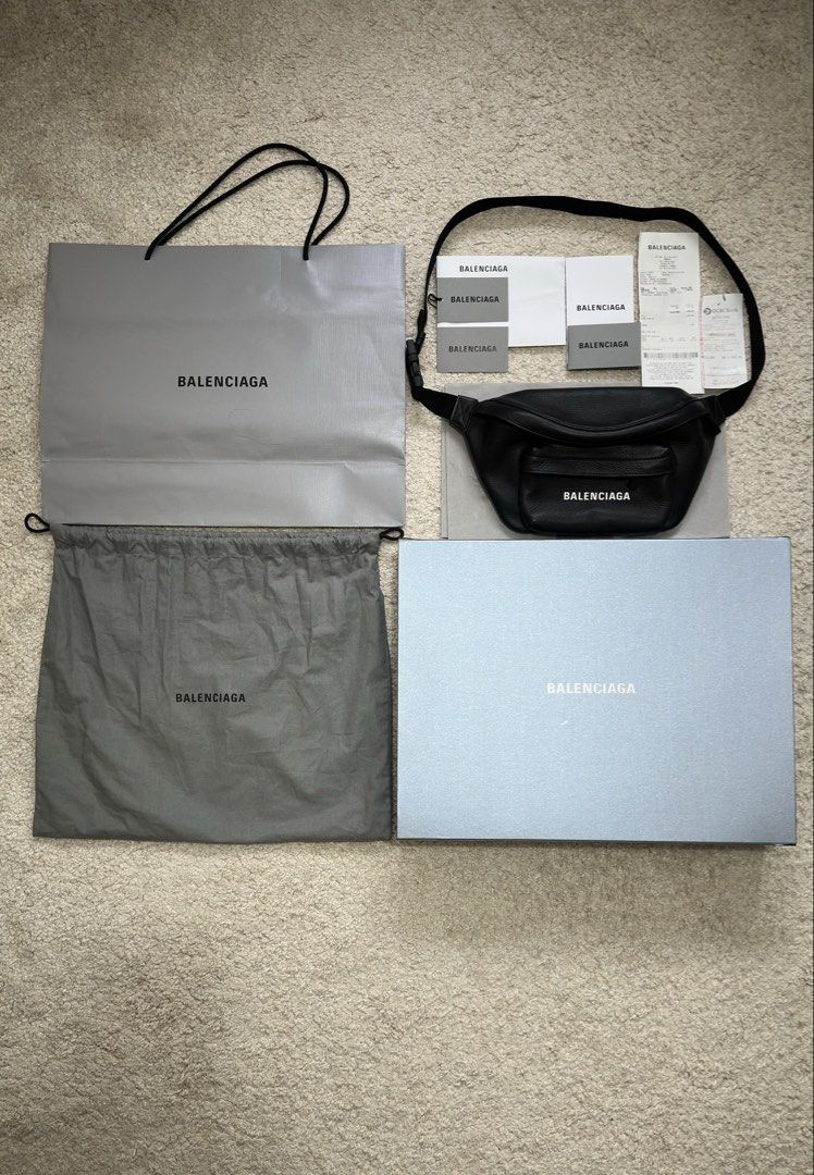 Balenciaga Everyday Belt Bag (Category: Luxury Bags & Wallets) located in Cainta. Submitted by greatdeal.sg (Listing ID 1459230764, Image 2). Description: - Authentic Balenciaga Everyday Belt Bag - Features iconic Balenciaga logo on front pocket - Adjustable strap for a comfortable fit - Genuine Leather Material - Comes with original dust bag, box, shopping bag, tags and receipt - Rarely used but well kept - Inspected and ranked AB.