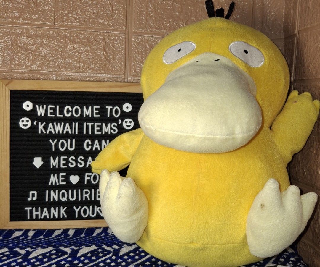 Banpresto Pokemon Psyduck Plush Toy (Category: Plushies & Soft Toys) located in Bulacan. Submitted by kawaii_items_stuffed_toys (Listing ID 1459274014, Image 1). Description: Pre-loved From japan box Flaws (NEED SURFACE WASH) Banpresto Pokemon Psyduck Huggable Height 17inches/43cm Just message me if you ever want to see more pictures of the item, I'm more than glad to assist you. 📌Location: San Jose Del Monte Bulacan, Philippines 🛵Shipping: Fla