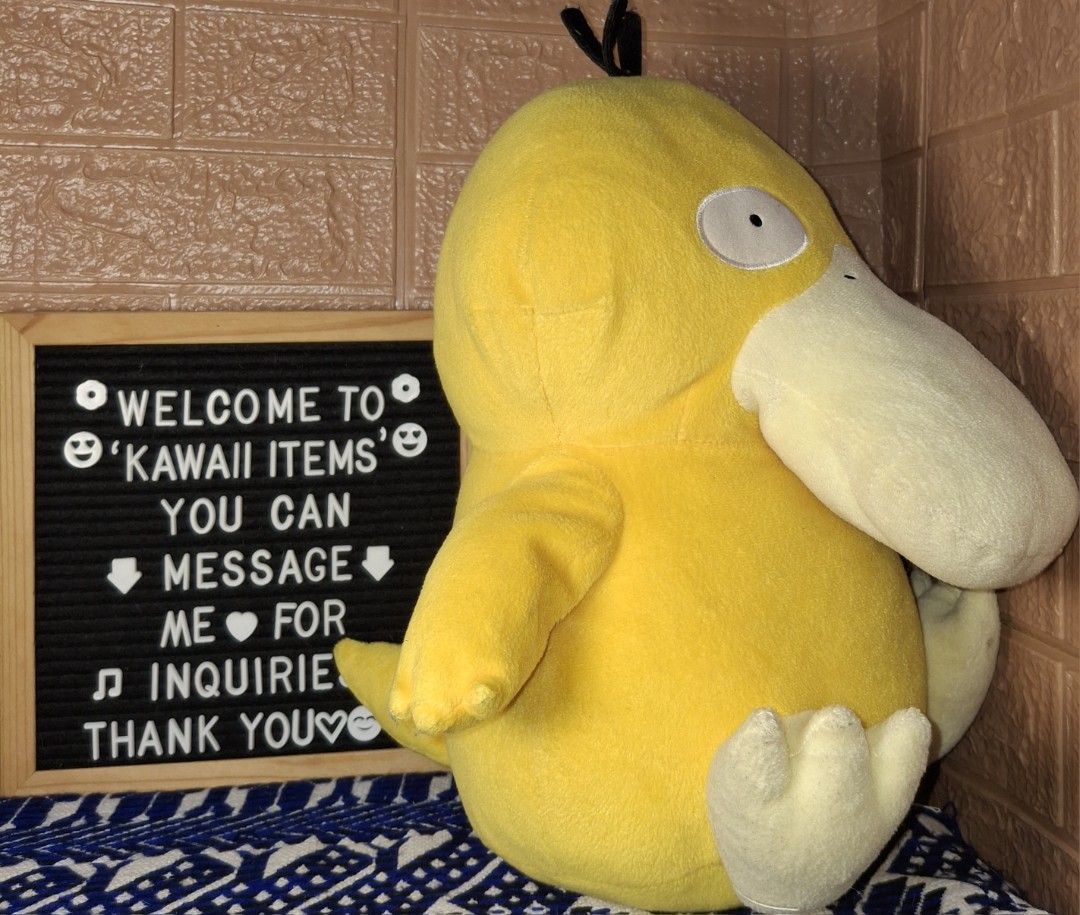 Banpresto Pokemon Psyduck Plush Toy (Category: Plushies & Soft Toys) located in Bulacan. Submitted by kawaii_items_stuffed_toys (Listing ID 1459274014, Image 2). Description: Pre-loved From japan box Flaws (NEED SURFACE WASH) Banpresto Pokemon Psyduck Huggable Height 17inches/43cm Just message me if you ever want to see more pictures of the item, I'm more than glad to assist you. 📌Location: San Jose Del Monte Bulacan, Philippines 🛵Shipping: Fla