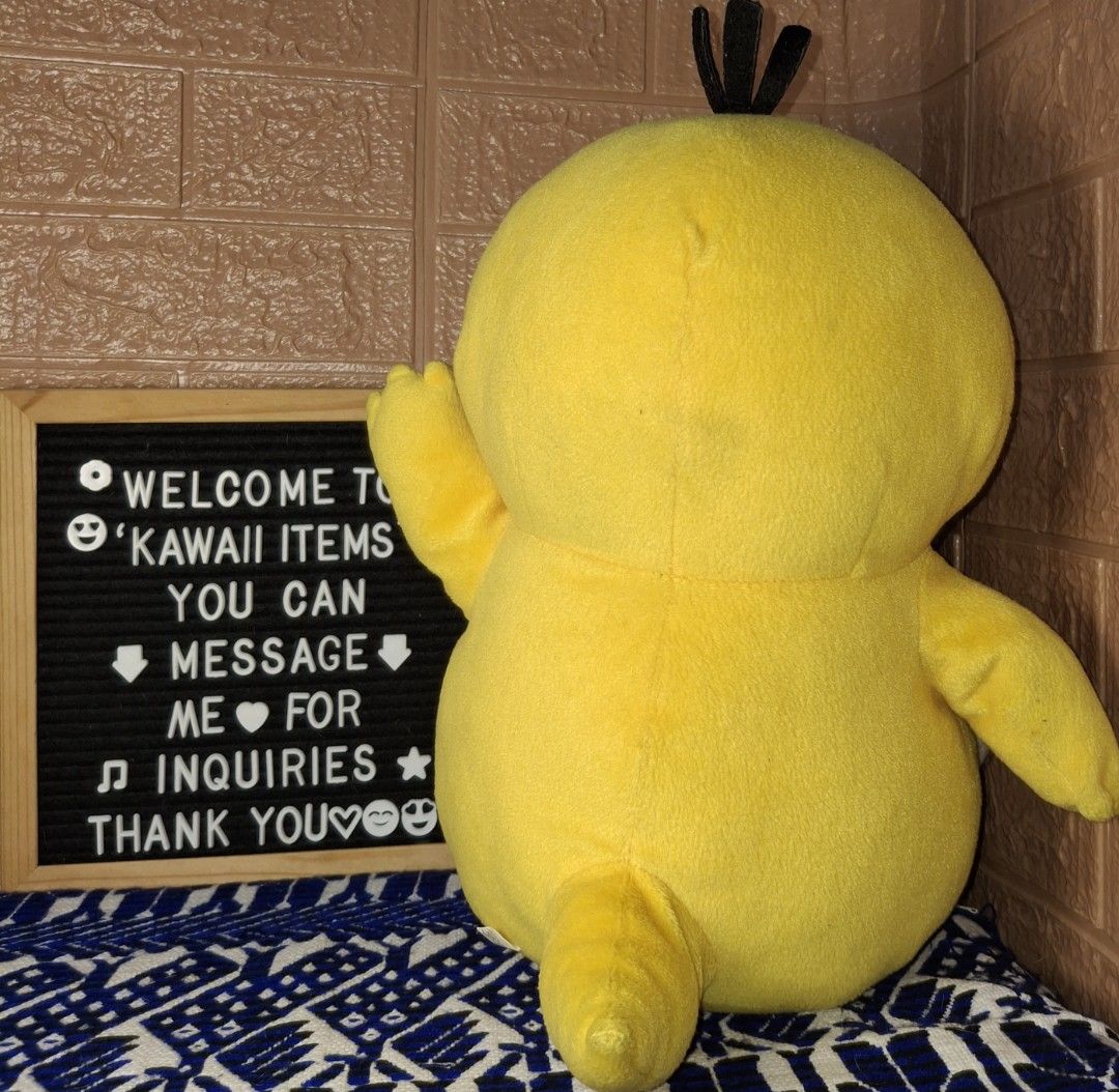 Banpresto Pokemon Psyduck Plush Toy (Category: Plushies & Soft Toys) located in Bulacan. Submitted by kawaii_items_stuffed_toys (Listing ID 1459274014, Image 3). Description: Pre-loved From japan box Flaws (NEED SURFACE WASH) Banpresto Pokemon Psyduck Huggable Height 17inches/43cm Just message me if you ever want to see more pictures of the item, I'm more than glad to assist you. 📌Location: San Jose Del Monte Bulacan, Philippines 🛵Shipping: Fla