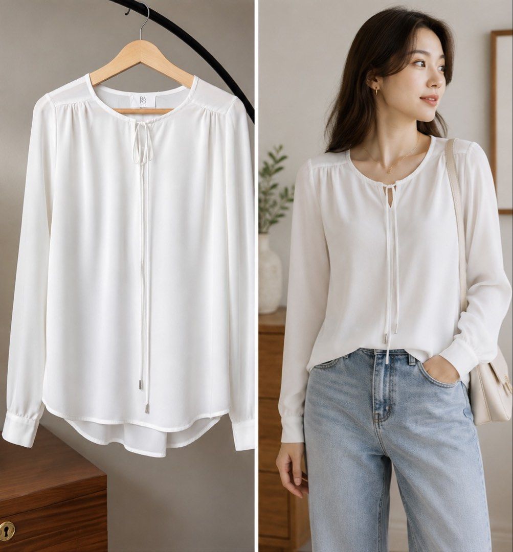 Bayo White Longsleeves Blouse (Category: Longsleeves) located in Quezon City. Submitted by lynylynn (Listing ID 1459187561, Image 1). Description: .