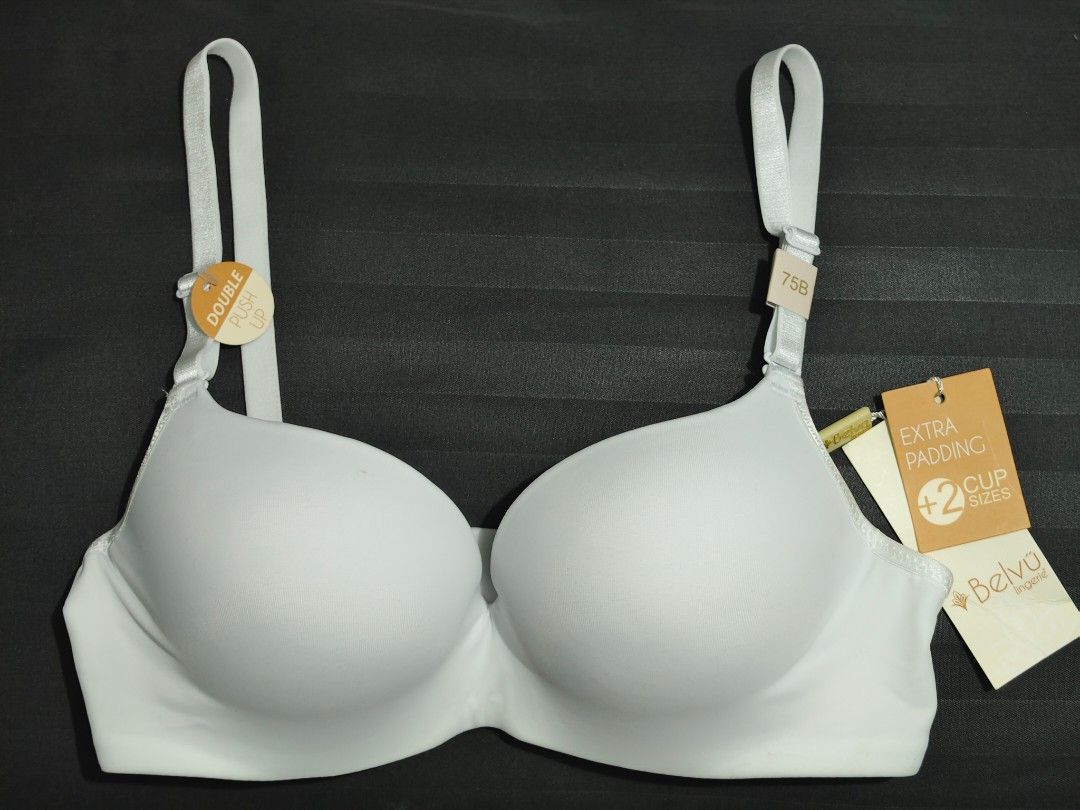 Belvu Lingerie White Double Push Up Bra (Category: Undergarments & Loungewear) located in Manila. Submitted by jencis_01 (Listing ID 1459158591, Image 1). Description: -NEW - Brand: Belvu - Color: White - Size: 34/75B - Features: Double push-up, extra padding (+2 cup sizes) - Straps: Adjustable - Benefits: Comfortable, supportive - Ideal for: Everyday wear 1. SAME-DAY DELIVERY (Buyer shoulders fee) • Booking via: Lalamove or Move It- Grab Express