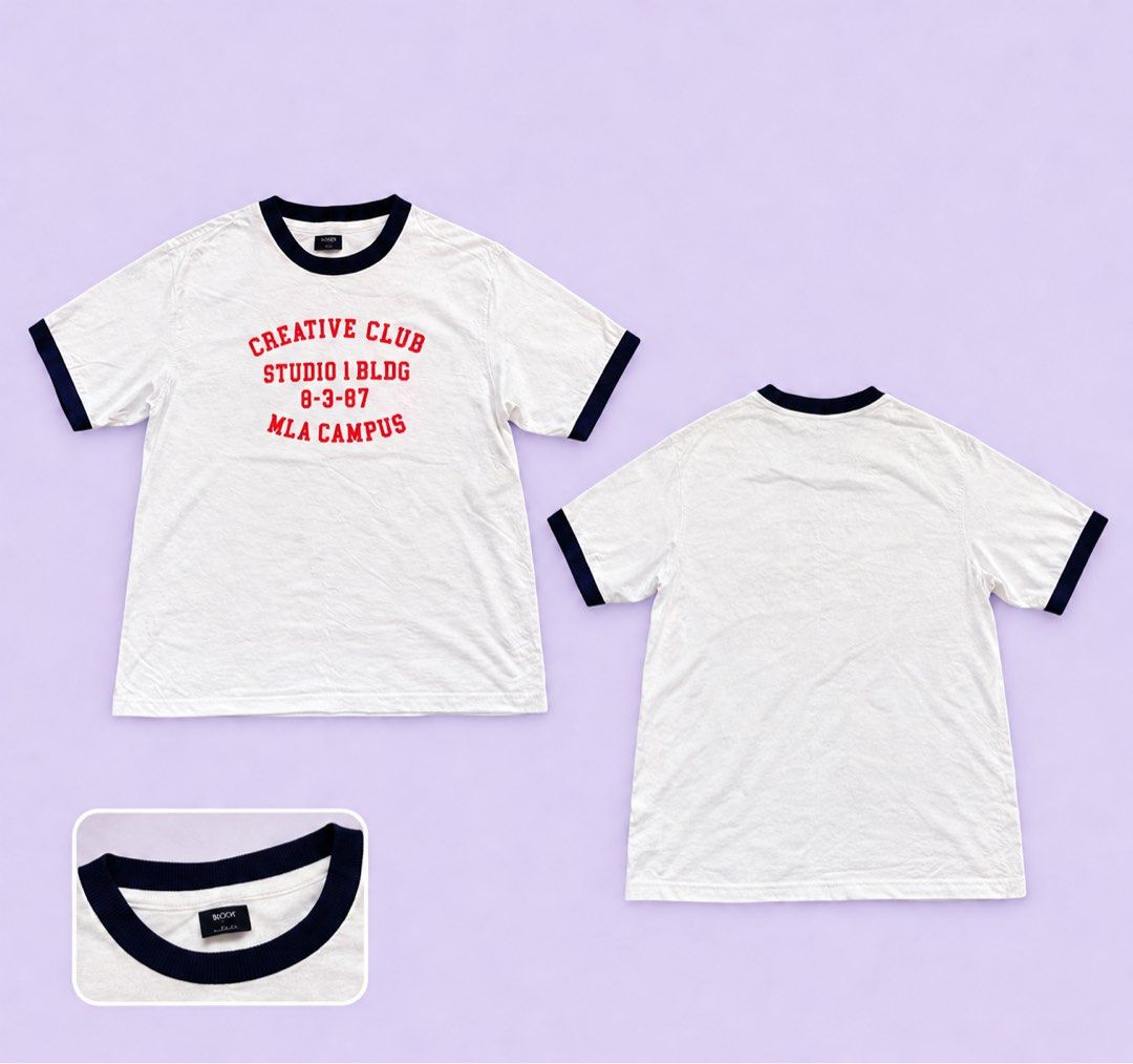 Bench - Round Neck Graphic Shirt (Category: Tshirts & Polo Shirts ) located in Caloocan City. Submitted by mikeenstuff (Listing ID 1459162773, Image 1). Description: Brand: Bench Color: White with Navy Trim Type: Men’s Round Neck Graphic Shirt Description: White with navy trim, featuring a classic red graphic print 📏 Measurements: Size: Small Length: 58 cm Width: 48 cm Mode of Payment: 💙 GCash 🧡 Maribank .