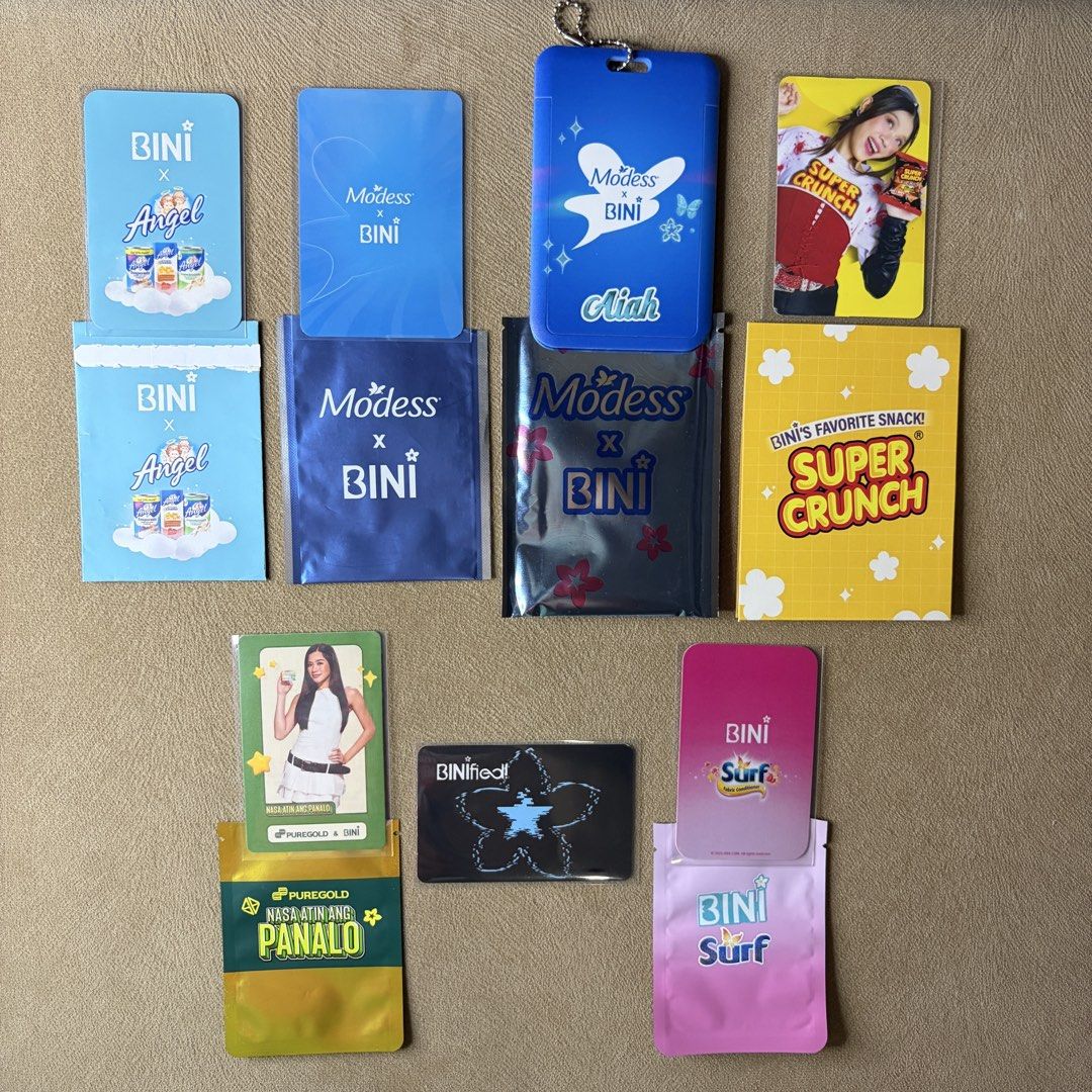Bini Aiah Official Photocards Set (Category: Raw Singles) located in Pasig City. Submitted by itsginnyfig (Listing ID 1458911476, Image 2). Description: FOR SALE / WTS / LFB Bini Aiah Official Photocards -Modess Aiah v1 -Modess Aiah v2 with Holder -Surf Aiah -Angel Aiah -Puregold Aiah -Supercrunch Aiah -Binified Aiah FOR TAKE ALL 7 PCS AIAH OFFICIAL PHOTOCARDS - Php 1,000 RFS: Aiah dups from my collection Location: Manggahan, Pasig Shipping: via 