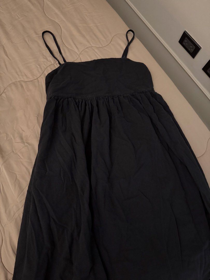 Black Spaghetti Strap Midi Dress with Cutout Back (Category: Dresses) located in Makati City. Submitted by angelinanicole (Listing ID 1459194509, Image 1). Description: - Elasticated smocking at back - Flowy tiered skirt with gathering - Black slightly faded at the smocked back.