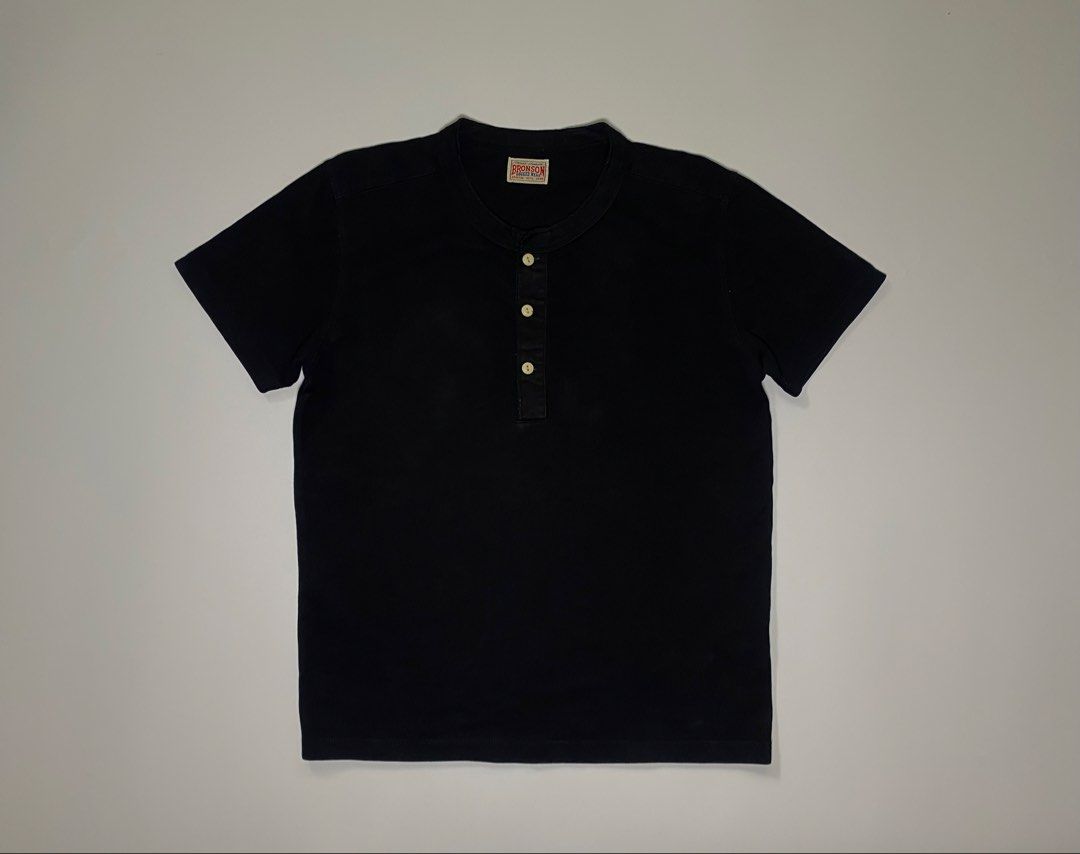 Bronson Henley Shirt (Category: Tshirts & Polo Shirts ) located in Bago City. Submitted by johnpaul_gidlayan (Listing ID 1459099222, Image 1). Description: Bronson Henley Shirt Item Details Size: Small-Medium Dimension: 20x25.5 Sleeves: 7.5 Shoulder: 17 Condition: Verygood condition (needwash) Color Rate: 9.2/10 Flaws: None (Item color vary due to lighting) — Price: 750+sf.