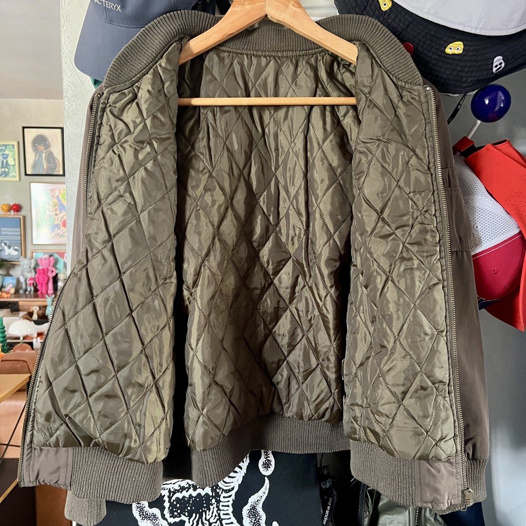 Bomber Jacket with Quilted Lining (Category: Coats, Jackets and Outerwear) located in Makati City. Submitted by jmseduardo (Listing ID 1459152974, Image 3). Description: Tagged size: M 19x21 Brown greenish .