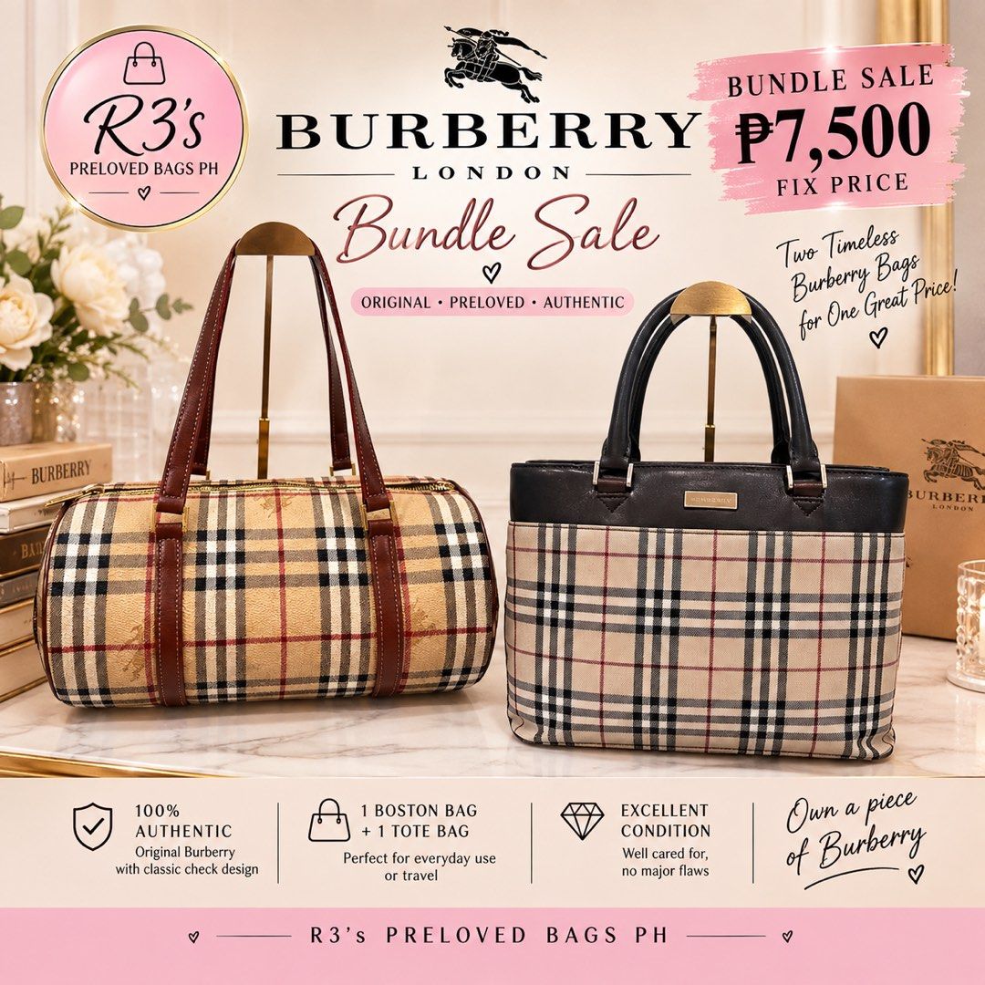 Bundle Sale Original Burberry Bags (Category: Luxury Bags & Wallets) located in Carranglan. Submitted by manella07 (Listing ID 1459130059, Image 1). Description: Original burbrry bags in good condition.