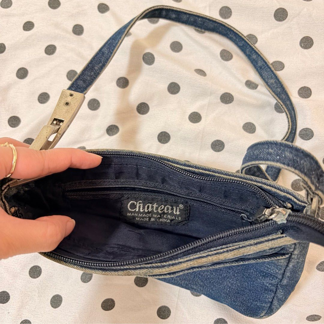 SALE! Chateau Denim Shoulder Bag (Category: Shoulder Bags) located in Pasay City. Submitted by notellyyyy (Listing ID 1459162995, Image 2). Description: - Cute denim shoulder bag from Chateau - Small size, ideal for essentials - Secure zipper closure - Adjustable strap with buckle - Made in China - Perfect for casual outings.