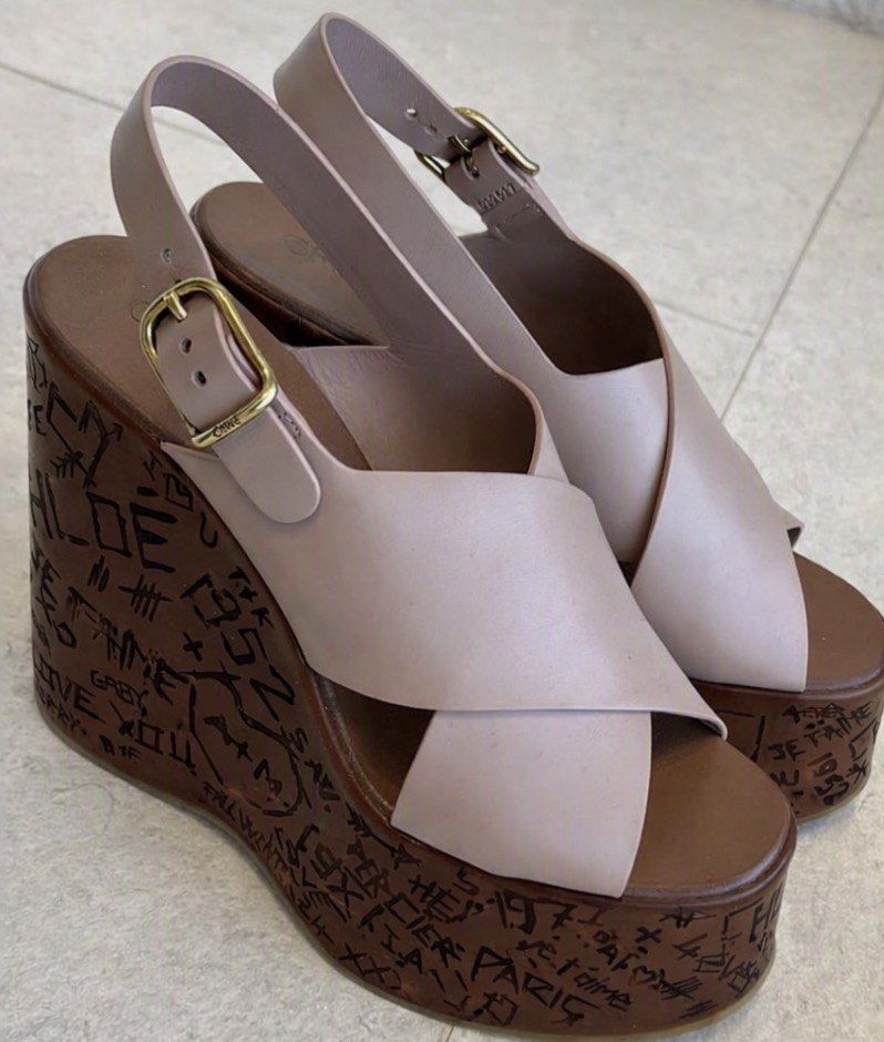 Chloe Wedge Sandals (Category: Wedges) located in Manila. Submitted by stopshop26 (Listing ID 1459246886, Image 1). Description: For pre-order 4-6 weeks ETa 50% dp to process order Avail sizes: 39 40 41 Brand new and original.