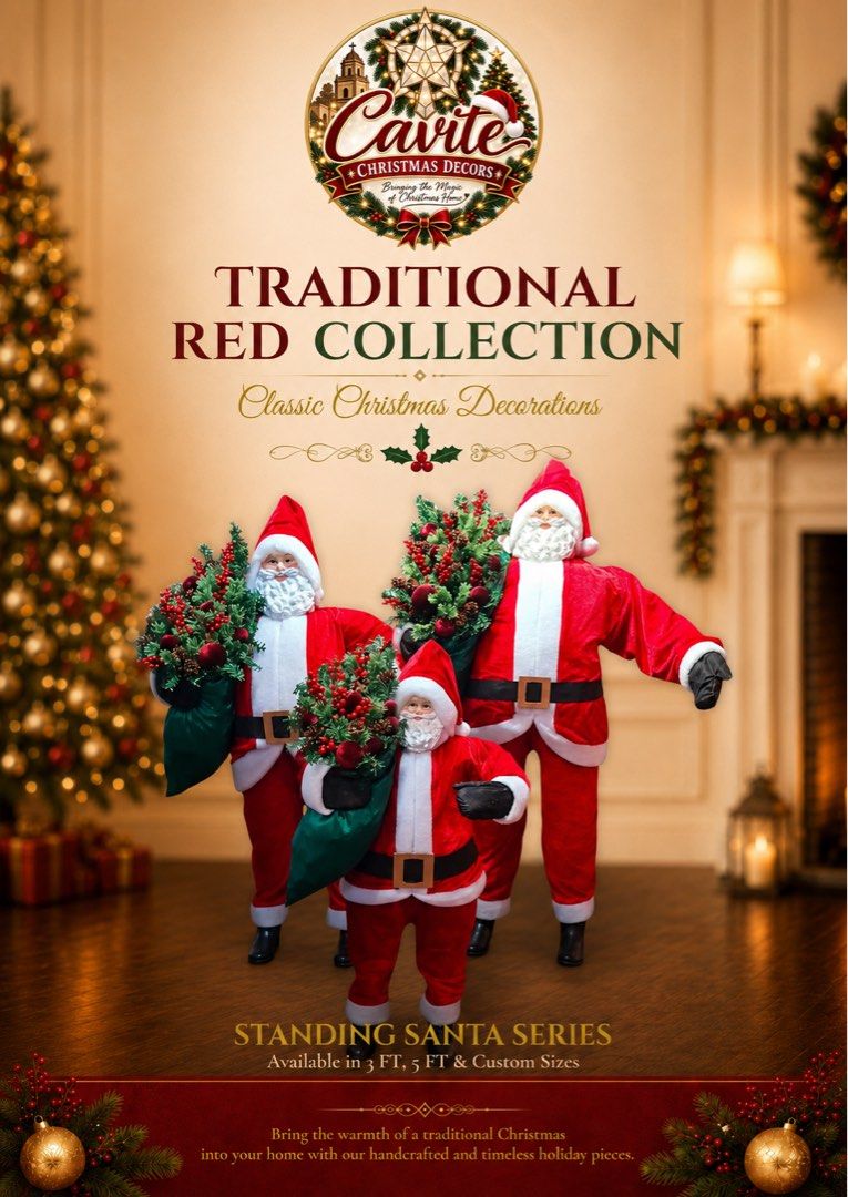 Christmas Decors (Category: Other Home Decor) located in Bacoor. Submitted by iamgraxa (Listing ID 1459196809, Image 1). Description: Check prices posted in each photos - Handcrafted classic Christmas decorations - Timeless holiday pieces to warm your home - Available in various sizes and styles - Features the popular Standing Santa series - Ideal for home, entryway, or holiday displays.