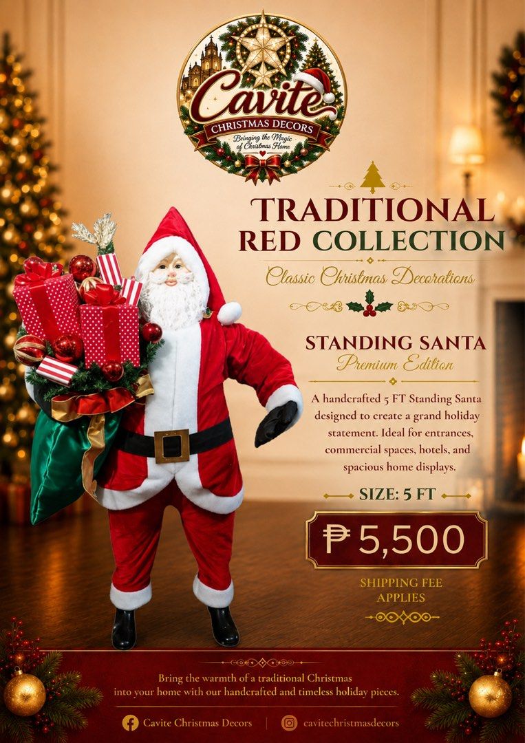 Christmas Decors (Category: Other Home Decor) located in Bacoor. Submitted by iamgraxa (Listing ID 1459196809, Image 3). Description: Check prices posted in each photos - Handcrafted classic Christmas decorations - Timeless holiday pieces to warm your home - Available in various sizes and styles - Features the popular Standing Santa series - Ideal for home, entryway, or holiday displays.