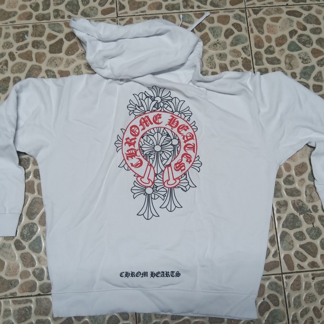 Chrome Hearts White Hoodie (Category: Hoodies) located in Pasig City. Submitted by xvierr (Listing ID 1459271552, Image 2). Description: - Chrome Hearts White&Red Jacket (OFF/REP) - Fits L-XXL - Payment First.