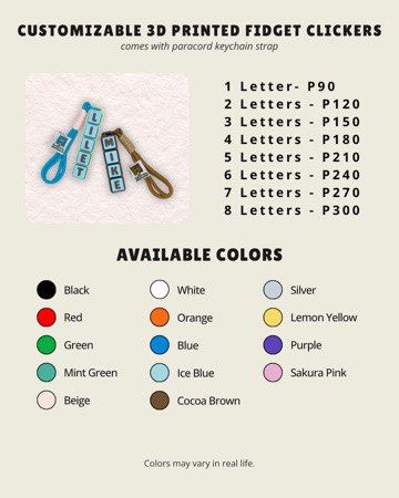 Clickers (Personalized) (Category: Charms) located in Paranaque City. Submitted by studiosecond (Listing ID 1459192314, Image 2). Description: - Message me for more info! .