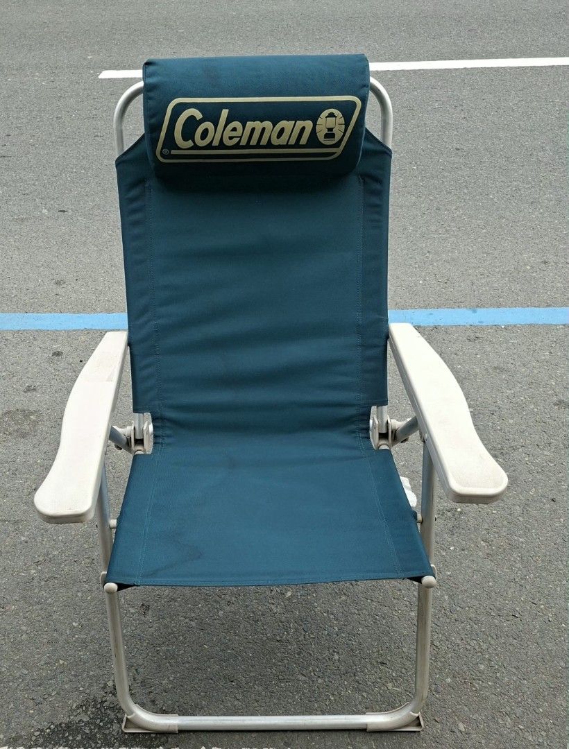Coleman Folding Camping Chair Teal (Category: Hiking & Camping) located in Manila. Submitted by glydelmalu86312 (Listing ID 1459129124, Image 1). Description: - Classic teal Coleman camping chair - Folds up for easy transport - Padded headrest for extra comfort - Sturdy metal frame - Light beige armrests - Ideal for camping, beach trips, or backyard lounging.