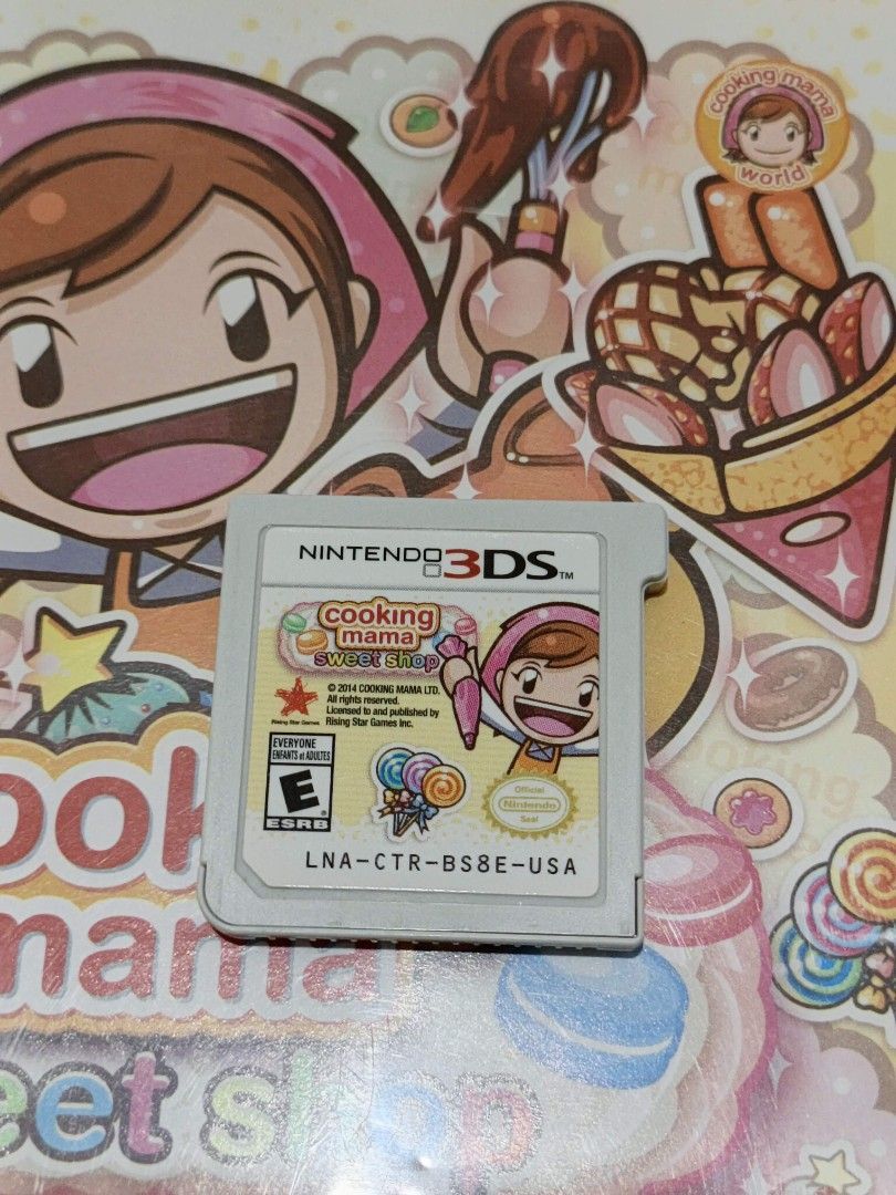 Cooking Mama Sweet Shop (Category: Nintendo) located in Dagupan City. Submitted by bythemoors (Listing ID 1459157376, Image 2). Description: - Cooking Mama Sweet Shop for Nintendo 3DS - Playable in both 2D and 3D - Fun dessert-making game suitable for ages 7+ - Wireless broadband access required for online features - Game cartridge and case included - A must-have for fans of the Cooking Mama series.