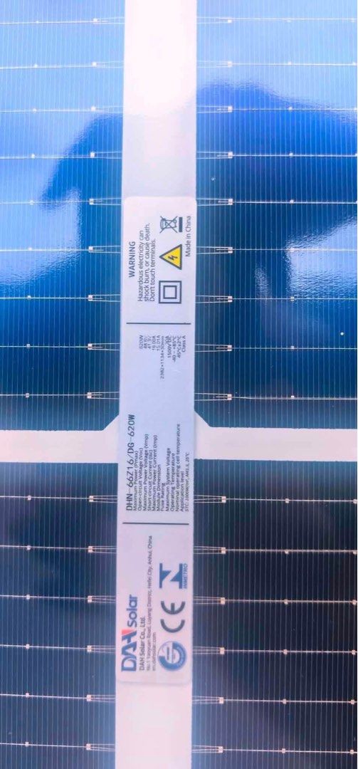 DAH Solar DHH-66Z 16/0.6-607W Solar Panel Module (Category: Construction Tools & Equipment) located in Quezon City. Submitted by 1994sara (Listing ID 1459122532, Image 2). Description: - DAH Solar Smart PV Module - Model: DHH-66Z 16/0.6-607W - Origin: Made in China - Ideal for solar energy projects - Multiple units available in stock. Contact us for bulk orders! Dah Solar 620w Available po! Mura lang no minimum number or orders. Pm po!.