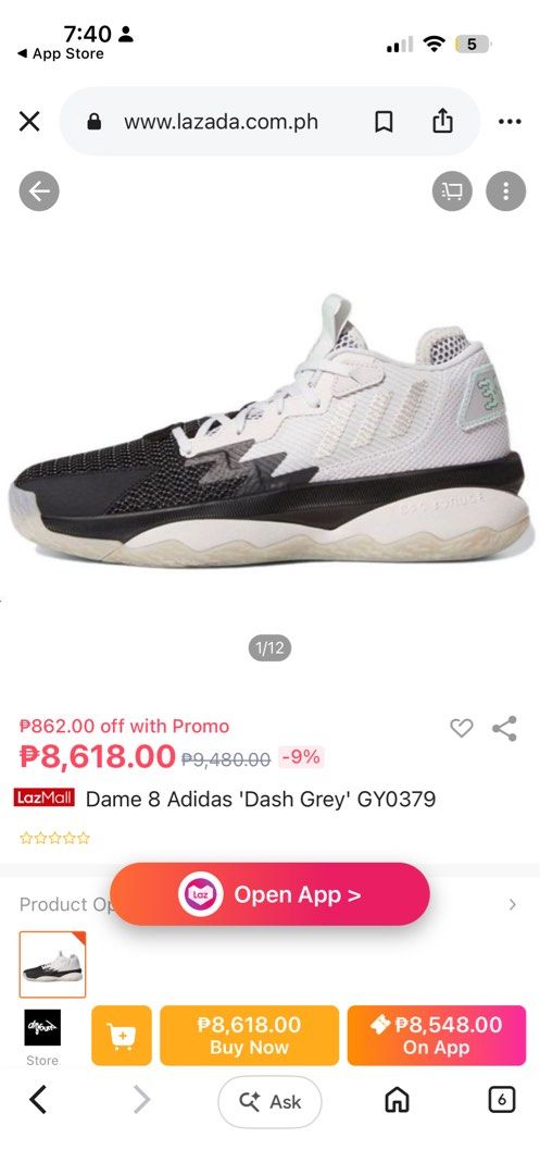 Dame 8 Adidas 'Dash Grey' GY0379 (Category: Sneakers) located in Mandaluyong City. Submitted by itsellasanchez (Listing ID 1459200696, Image 1). Description: .