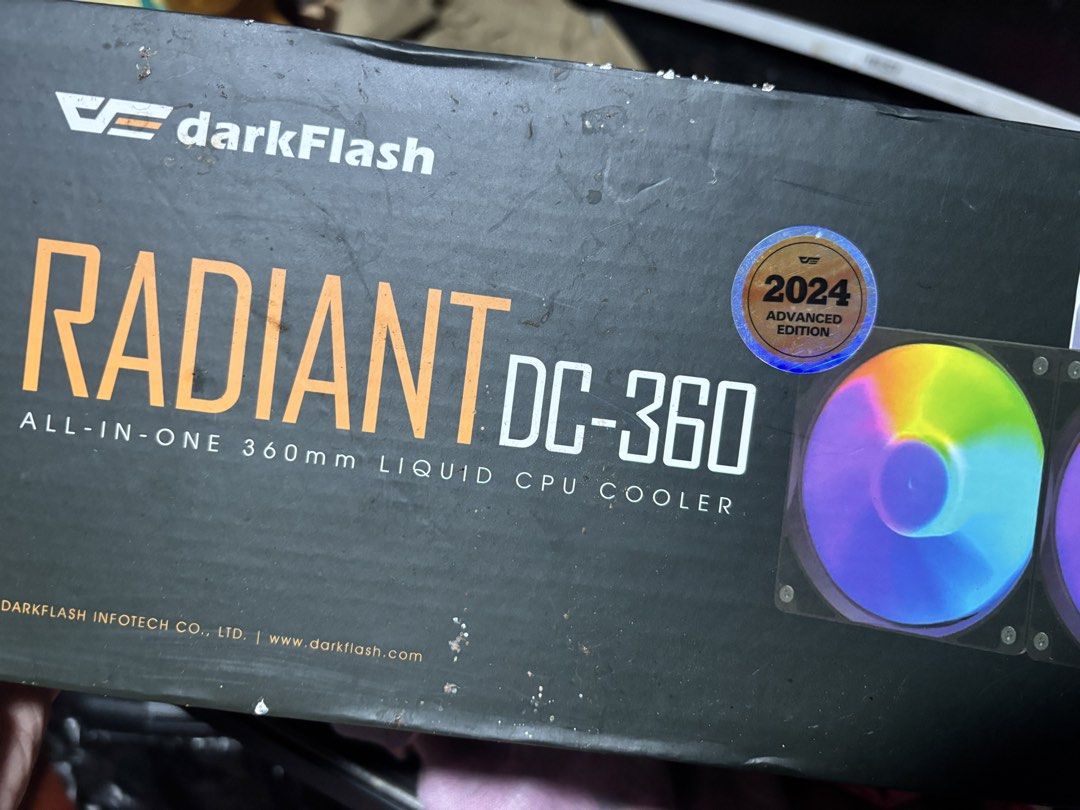 darkFlash RADIANT DC-360 All-in-One 360mm Liquid CPU Cooler (Category: Desktops) located in Marikina City. Submitted by PrelovedByLuna (Listing ID 1459282949, Image 3). Description: - darkFlash RADIANT DC-360 All-in-One 360mm Liquid CPU Cooler - Stunning Addressable RGB Lighting Effects - Compatible with Intel and AMD Sockets - Includes Three 120mm Fans - Advanced Edition for Enhanced Performance -if you want to test it again, bring your own cpu 