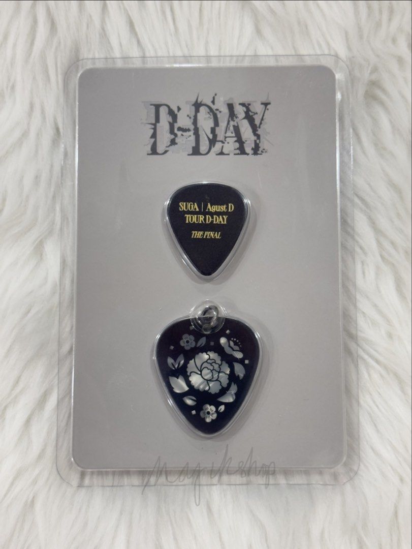 D-Day Tour Guitar Pick Set (The Final) (Category: Music Accessories) located in Cavite. Submitted by majikshop (Listing ID 1459265117, Image 1). Description: D-Day Tour Guitar Pick Set (The Final) ₱550 Official & onhand # bts suga agustd yoongi dday guitar pick necklace.