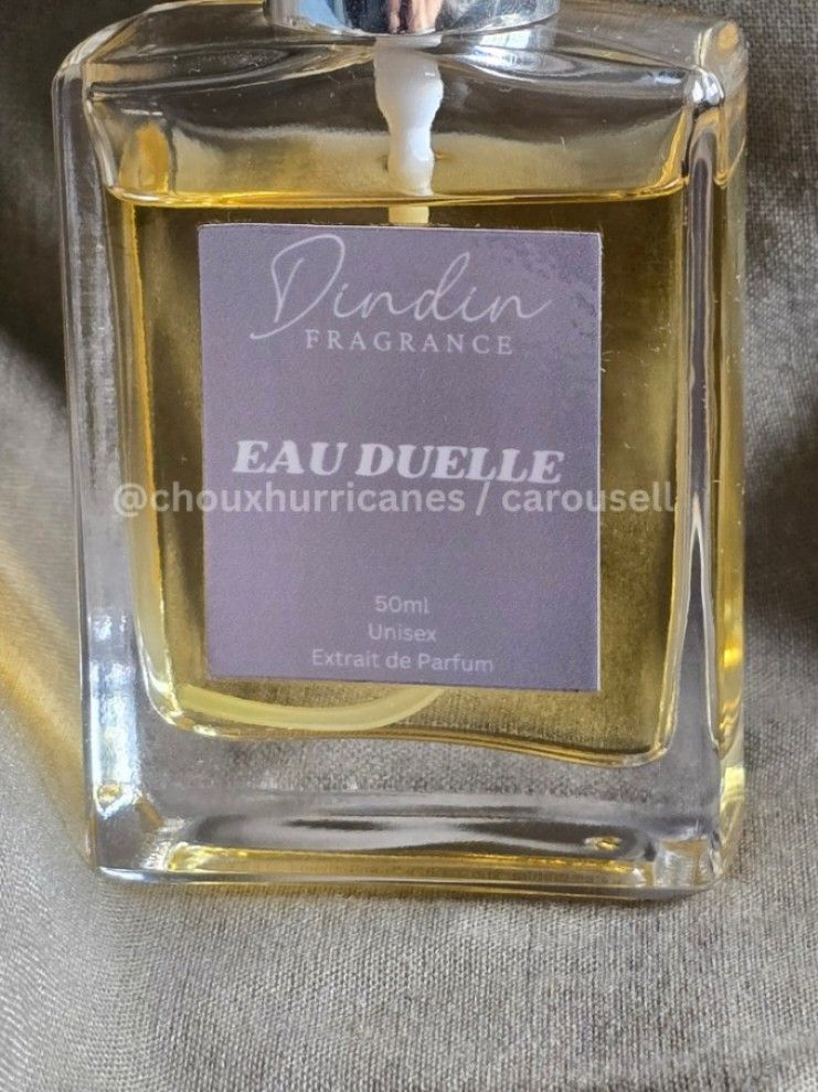 Dindin Fragrance - Eau Duelle 50ml (Category: Fragrance & Deodorants) located in Manila. Submitted by chouxhurricanes (Listing ID 1459150550, Image 2). Description: Few ml missing (see 2nd pic). Inspired by Diptyque Eau Duelle (EDT version). RFS: decluttering. I’m trying to downsize my collection to scents I’m frequently using. I’m not able to use this as I have other perfumes I use more. Payment: gcash only ❗Currently shipping during weekends on