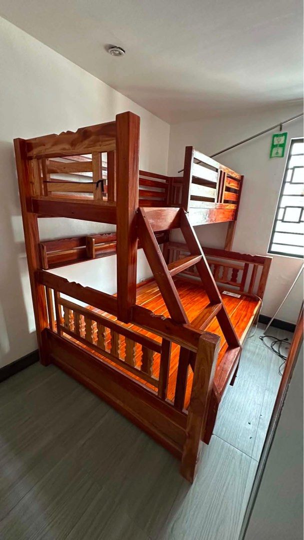 Double deck bed (Category: Bed Frames & Mattresses) located in Taguig. Submitted by nikkibonto69740 (Listing ID 1459190643, Image 2). Description: Mahogany material For pick up only 📍 Las Piñas City.