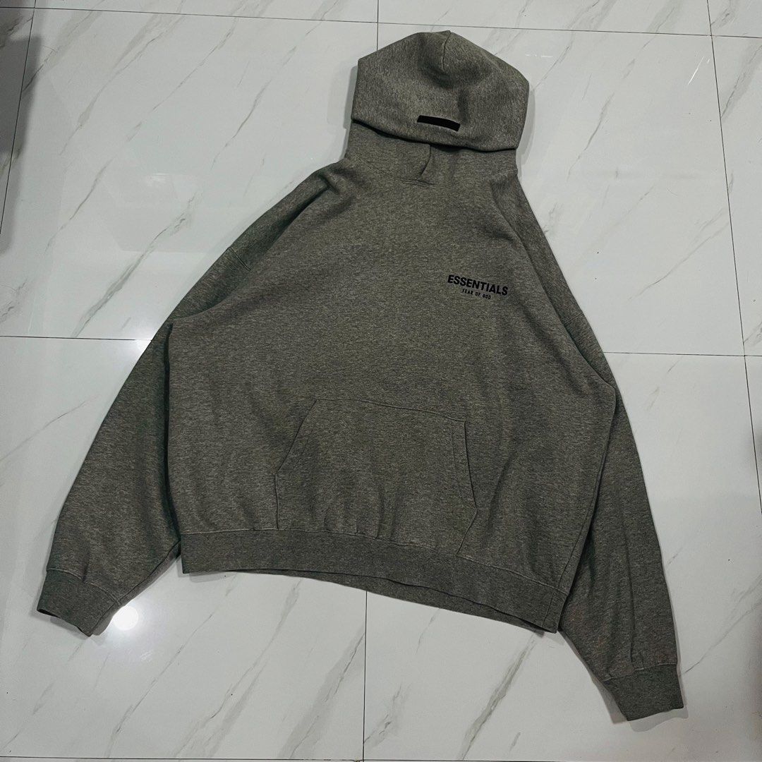 ESSENT!ALS DARK OATMEAL HOODIE (AUTHENTIC) (Category: Hoodies) located in Lucena. Submitted by marklazyy (Listing ID 1459241377, Image 1). Description: ESSENT!ALS DARK OATMEAL HOODIE✨ -Excellent Condition -Size : XL -Pit to pit "28" -Length "30" -No issue (need wash only).