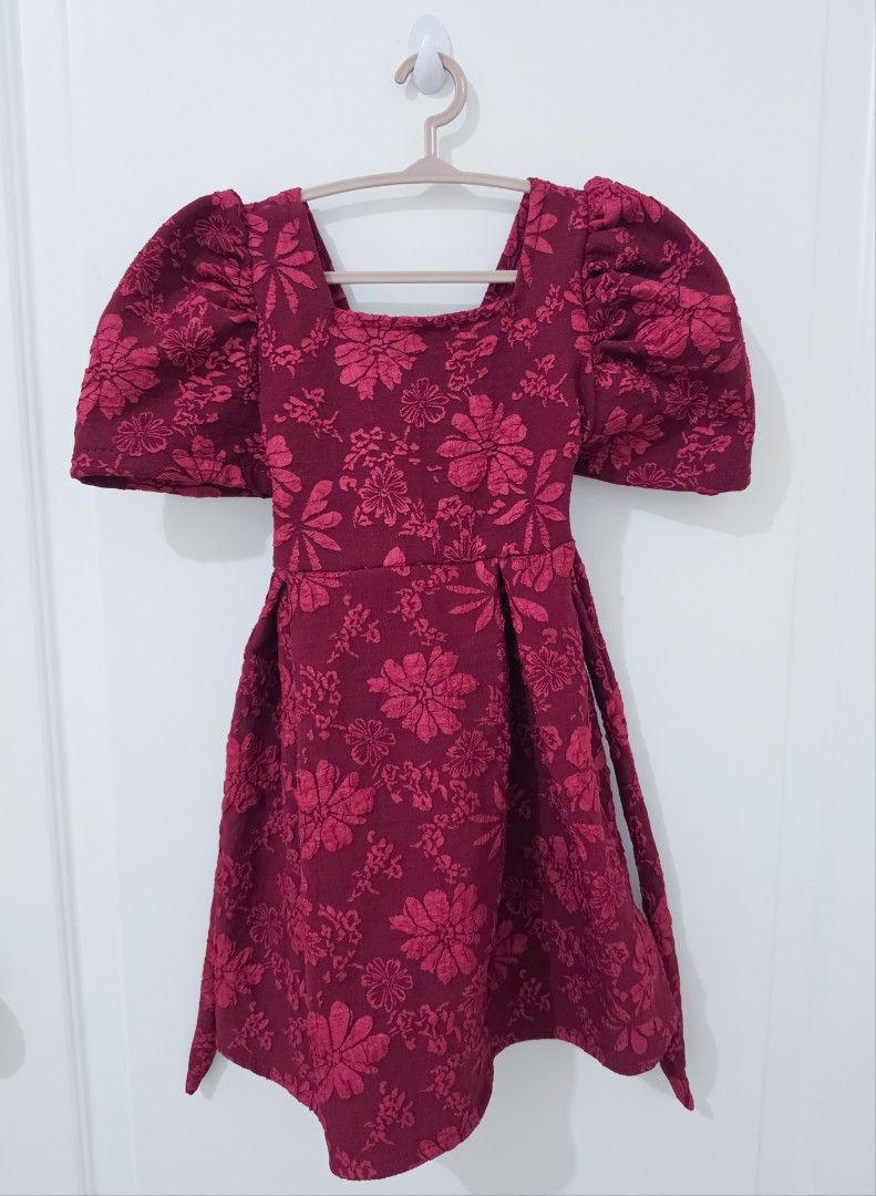 Filipiniana Dress (Category: Babies & Kids Fashion) located in Manila. Submitted by justjahz0928 (Listing ID 1459213174, Image 1). Description: - Elegant burgundy dress - Beautiful floral jacquard pattern - Stylish puff sleeves - Flattering square neckline - Full pleated skirt - Comes with a tie belt - Ideal for parties and special occasions PM me if interested! .