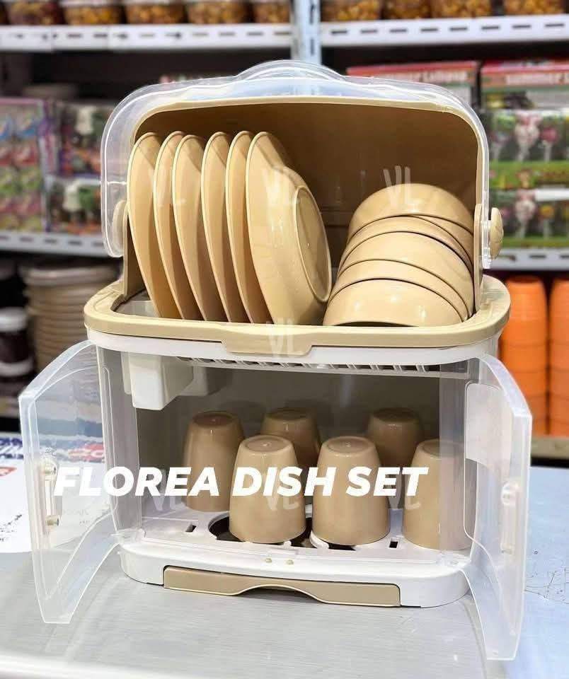 Florea Dish Cabinet Set (Category: Other Kitchenware & Tableware) located in Manila. Submitted by yzcartph (Listing ID 1459208083, Image 2). Description: FLOREA DISH SET 6PCS PLATE 6PCS BOWL 6PCS BASO.