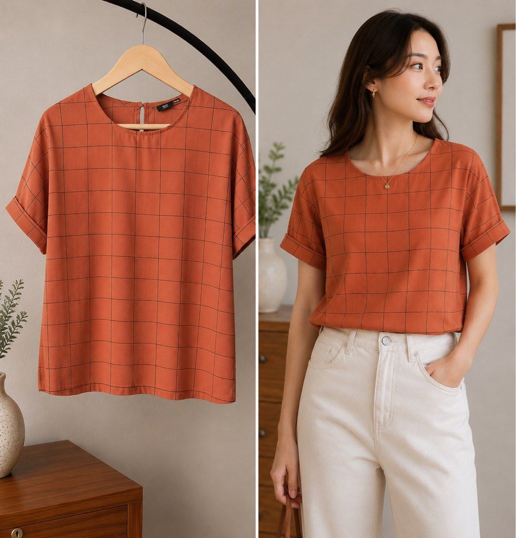 For Me Terracotta Orange Blouse (Category: Blouses) located in Quezon City. Submitted by lynylynn (Listing ID 1459222100, Image 1). Description: .
