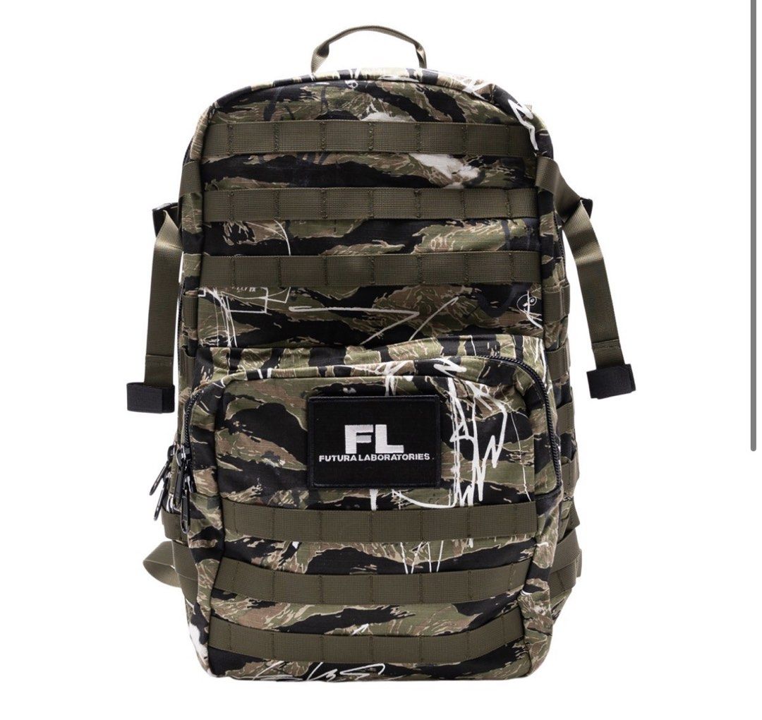 FUTURA LABORATORIES TIGER STRIPE CAMO BACKPACK (CAMO) (Category: Backpacks) located in Pateros City. Submitted by clickalot (Listing ID 1459137781, Image 2). Description: Futura Laboratories Tiger Stripe Camo Backpack (camo) • Size: H50 x W31 x D14cm • Fabric: Outer - 100% cotton canvas ripstop / Lining - 100% polyester Personally used, Passes as bnew (Used twice only indoors) Price is nego Can do meetups Makati weekdays For pickup Pateros Anytim