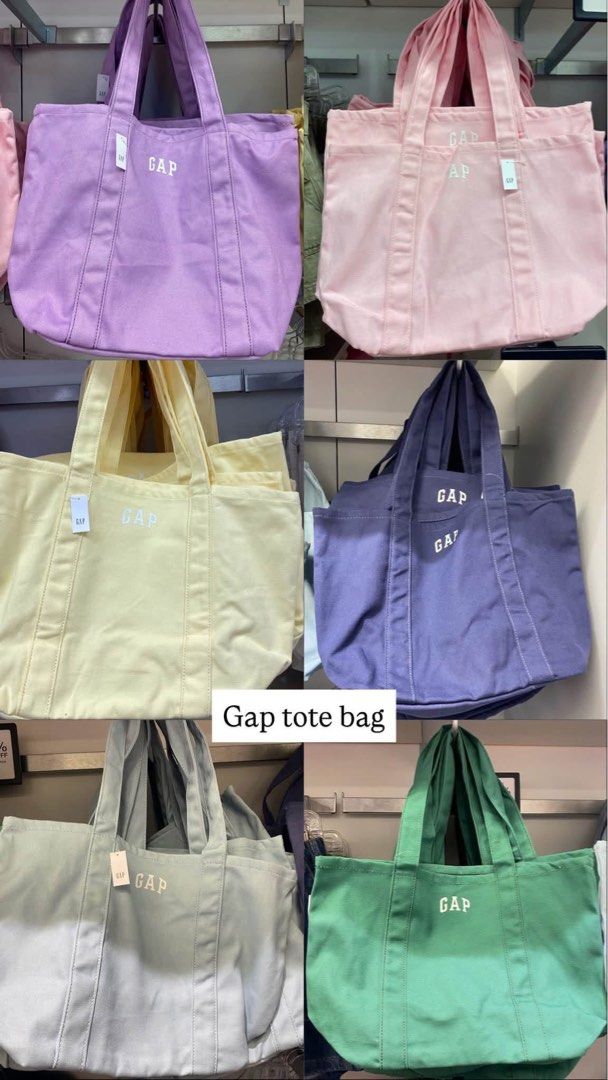 GAP Canvas Tote Bag - Multiple Colors Available (Category: Tote Bags) located in Quezon City. Submitted by deeznats69 (Listing ID 1459228181, Image 2). Description: 🍁🇨🇦PREORDER/CANADA PASABUY 🍁🇨🇦 ORDER CUT OFF: SEP 23, 2026 — 6PM, PH TIME ETA: SEP 29, 2026 50% DP, 50% FULL PAYMENT BEFORE SHIPPING + SF (JRS/J&T/LBC) - Cute GAP tote bags - Made of durable canvas material - Available in purple, pink, yellow, blue, green, and light blue - Ideal