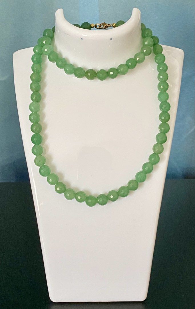 Green Aventurine Necklace (Category: Necklaces) located in Pasig City. Submitted by talaversify (Listing ID 1459174861, Image 3). Description: Semi-precious stone: Green Aventurine Stone size: 8mm faceted Necklace length: 24” 💠 Natural stone 💠.