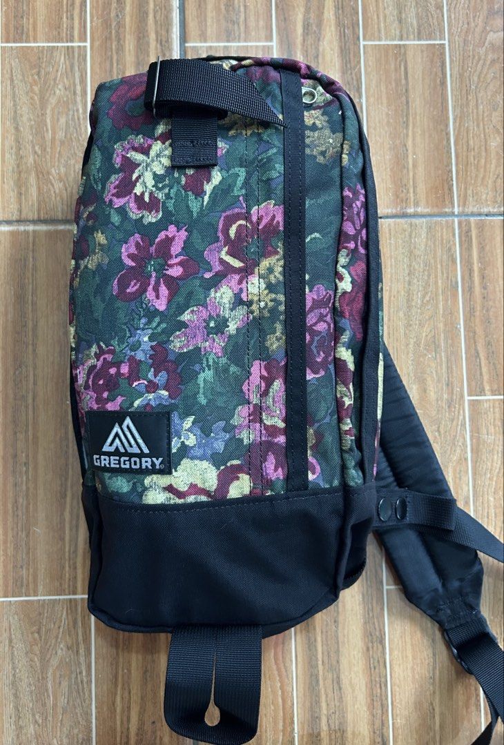 Gregory Floral Crossbody Bag (Category: Backpacks) located in Cagayan de Oro. Submitted by aljay02 (Listing ID 1459210386, Image 2). Description: - Cool floral print Gregory backpack - Black base with vibrant floral pattern - Adjustable straps - Main zippered compartment - Inner pocket included - Perfect for everyday use or short trips.