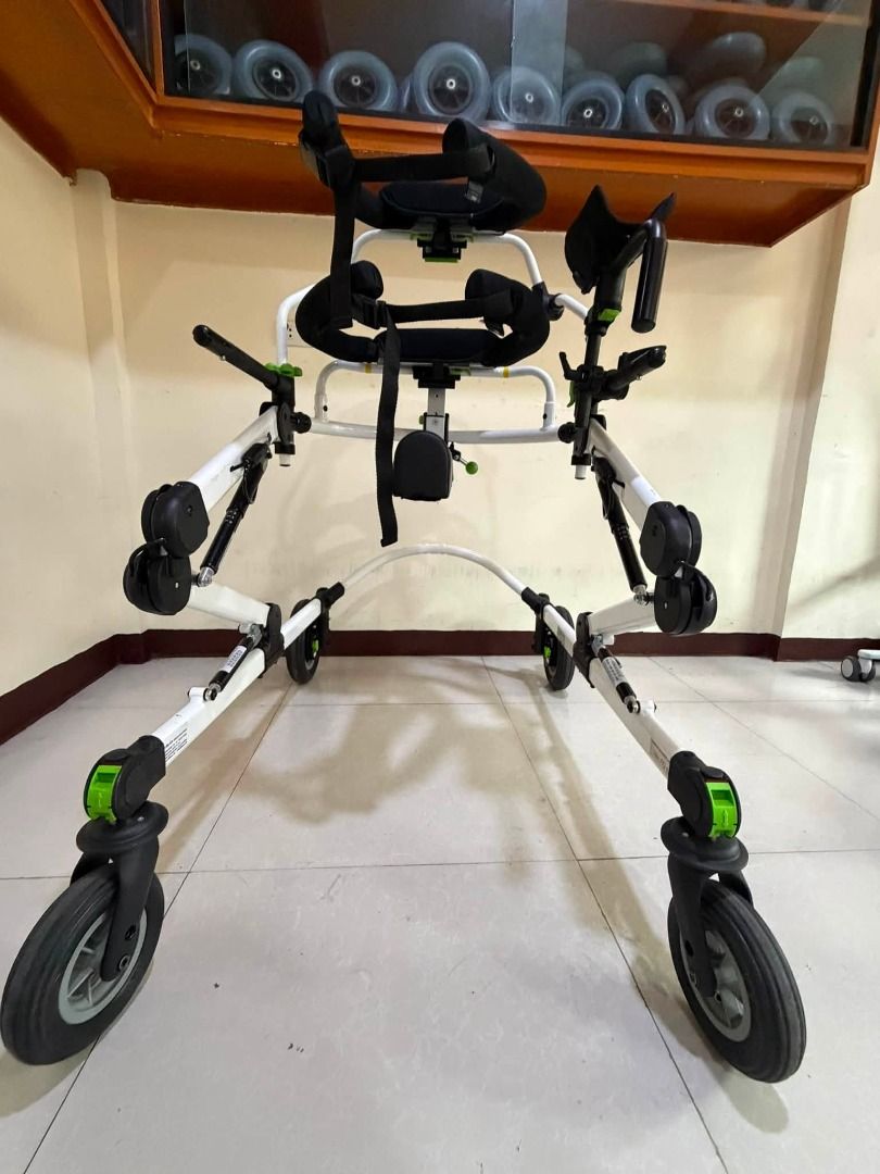Grillo L Pediatric Gait Trainer Walker (Category: Infant Playtime) located in Cainta. Submitted by vanessa.09 (Listing ID 1459154160, Image 2). Description: 🦽 Grillo L Special Needs Mobility Stroller / Walker ✅ Brand/Model: Grillo L – Premium foldable mobility aid for kids/teens with CP, Rett, or mobility challenges • Frame: Lightweight high-strength white alloy, fully foldable & convertible • Support: Deep padded seat, backrest, head support + 