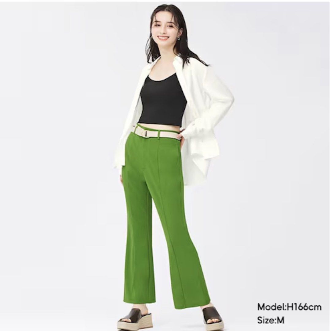 Gu Women Green Flared Pants - Small (Category: Other Bottoms) located in Quezon City. Submitted by relovedbyms.o (Listing ID 1459133771, Image 1). Description: GU Women Flared Pants Color: Green Size: Small Waist: 24-26 in. Length: 37 in. Condition: In very good condition Flaws: No visible flaws. MOP: Gcash/Maya Please note that color may vary due to lighting. *Preloved item/Thrifted..