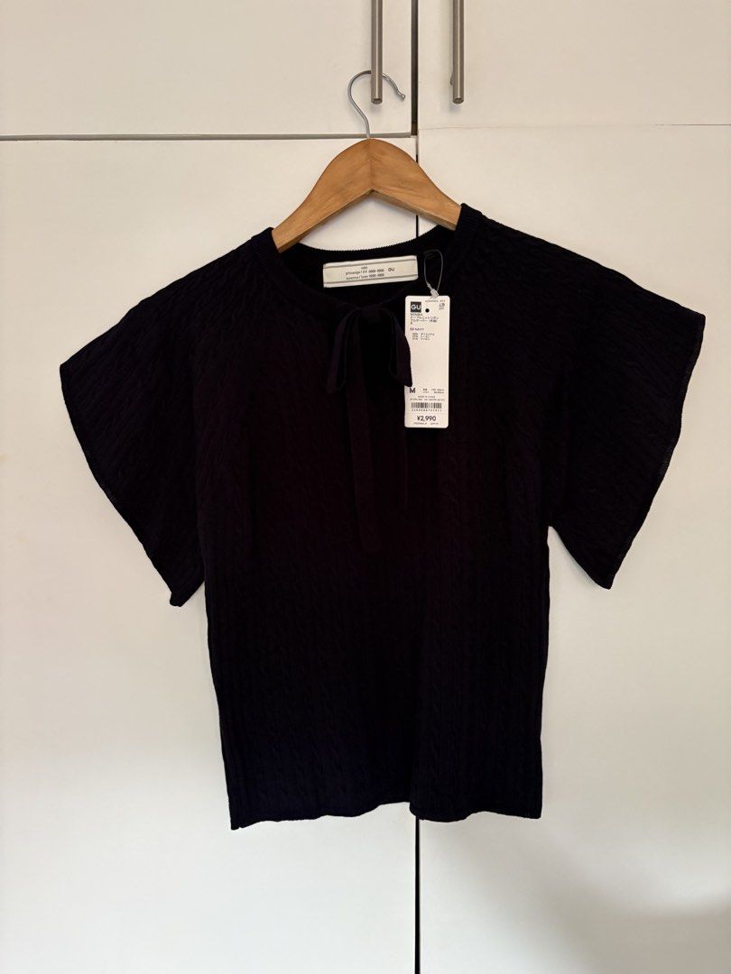 GU x rokh knit blouse (Category: Blouses) located in Las Pinas. Submitted by shop.y5 (Listing ID 1459091775, Image 2). Description: Available in navy and olive green medium.