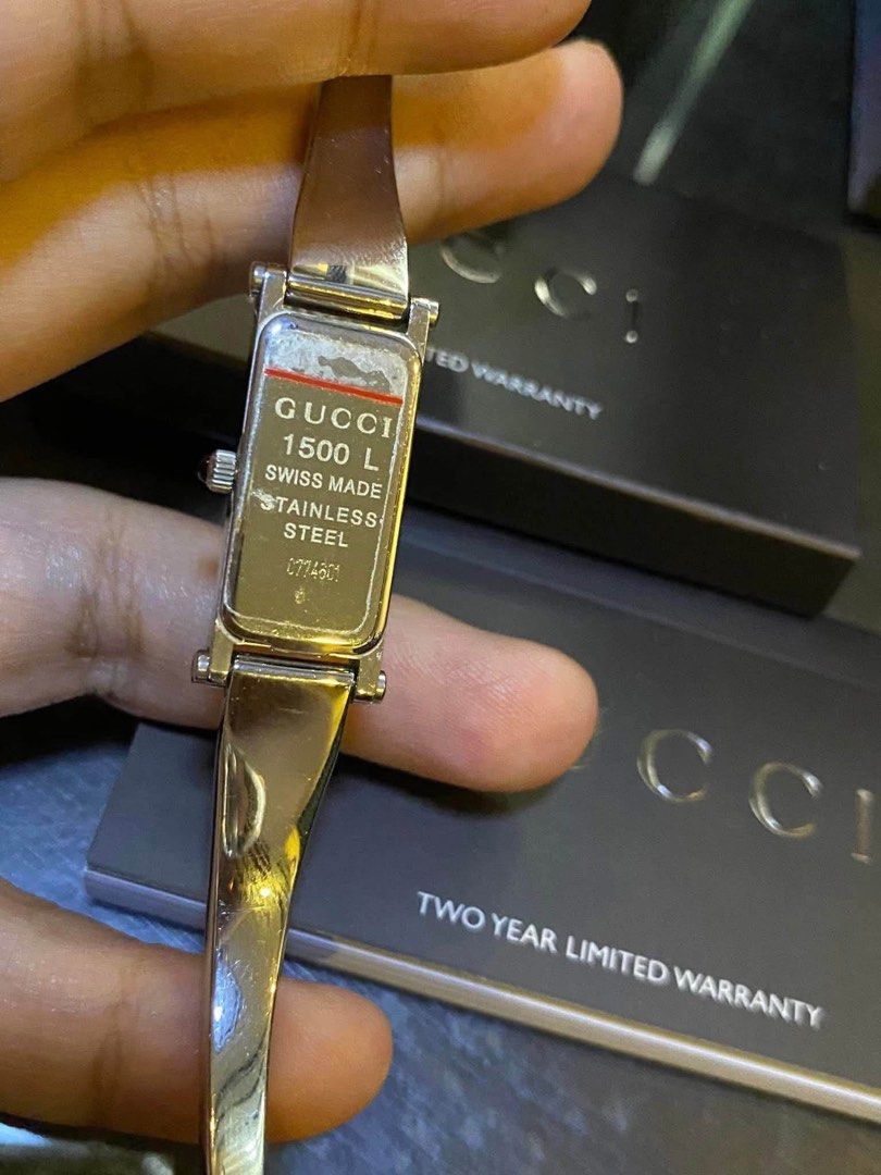 Authentic Gucci 1500L Watch (Category: Luxury Watches) located in Bulacan. Submitted by leichiccc (Listing ID 1459205839, Image 3). Description: Original Gucci 1500L Watch, bought in Japan nawala na yung orig box has signs of use money-back guarantee if proven fake..