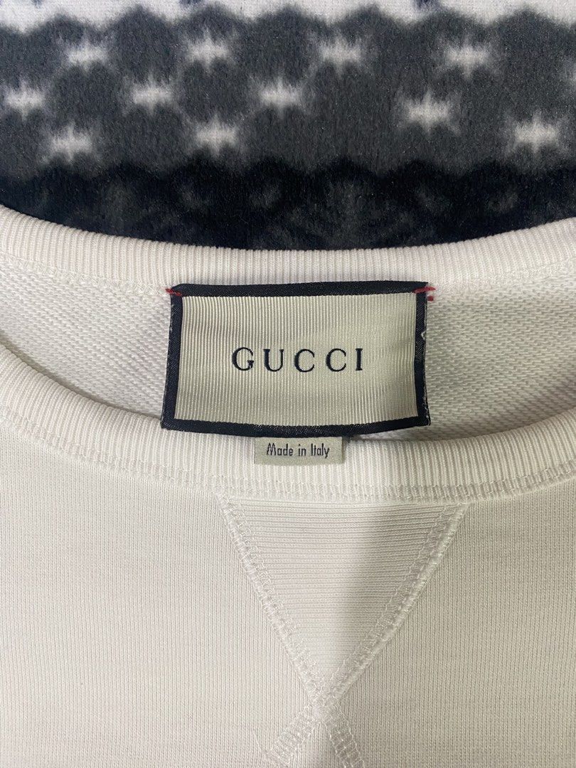 GUCCI (Category: Sets & Coordinates) located in General Santos City (Dadiangas). Submitted by nokkie_thrift (Listing ID 1459223150, Image 3). Description: Gucci “Cities” Graphic Cotton Sweatshirt Authentic Excellent condition Dimes 22x27 Sleeve 31 start to neck Issue minimal washable stain Negotiable .