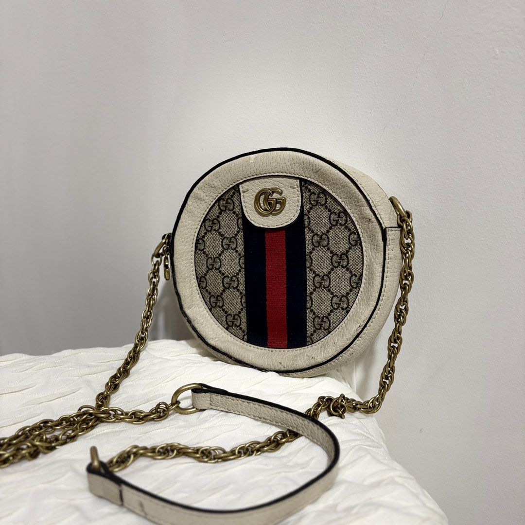 GUCCI White Ophidia Round Shoulder Bag (Category: Luxury Bags & Wallets) located in Dagupan City. Submitted by sol.bi (Listing ID 1459195157, Image 1). Description: rfs: decluttering .