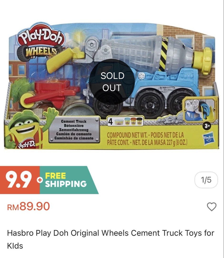 Hasbro Play Doh Original Wheels Cement Truck Car Vehicle Toys for Kids ...