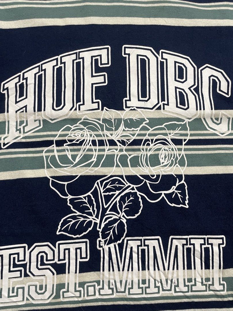 HUF x DBC Striped T-Shirt (Category: Tshirts & Polo Shirts ) located in Taguig. Submitted by sellnbustle (Listing ID 1459197896, Image 2). Description: HUF x DBC Striped T-Shirt Size Medium 20x27 Authentic Like new condition.