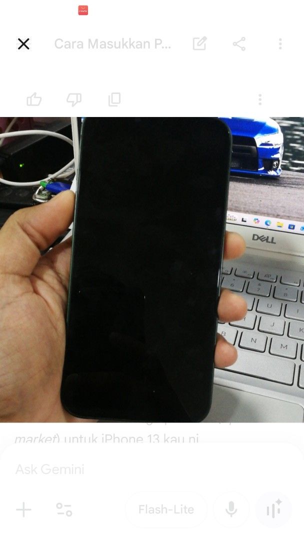 Iphone 13 (Category: iPhone 13 Series) located in Permatang Pauh. Submitted by zafri957 (Listing ID 1459104621, Image 1). Description: to sell, iphone 13 limited green. phone without dent and scratch new lcd and battery replacement. will provide original lcd also. free original box also..