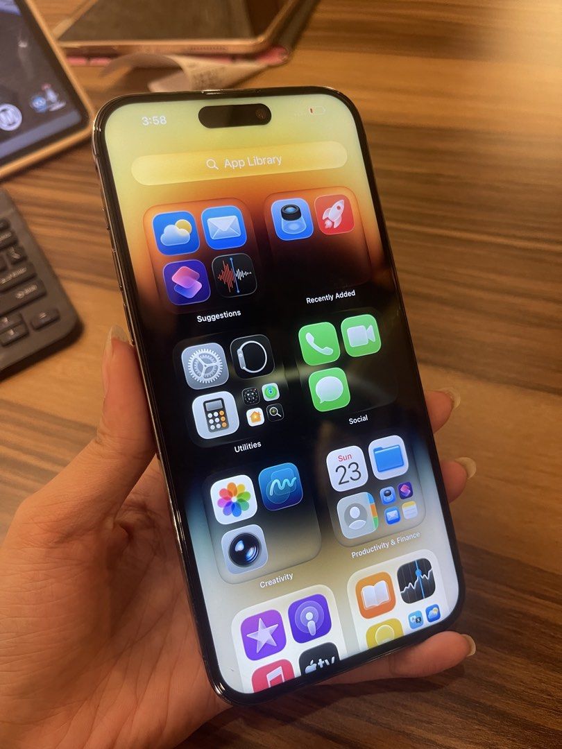 Iphone 14 Promax 128GB NTC (Category: iPhone 14 Series) located in Quezon City. Submitted by jaameszxc50990 (Listing ID 1459277363, Image 1). Description: Iphone 14 Pro Max (Deep Purple) 128GB 78% Battery Health NTC Approved, Openline Face ID & Truetone ☑️ Unli reset and check☑️ as is where is 2nd hand, no return or refund History: Replaced LCD, All goods .