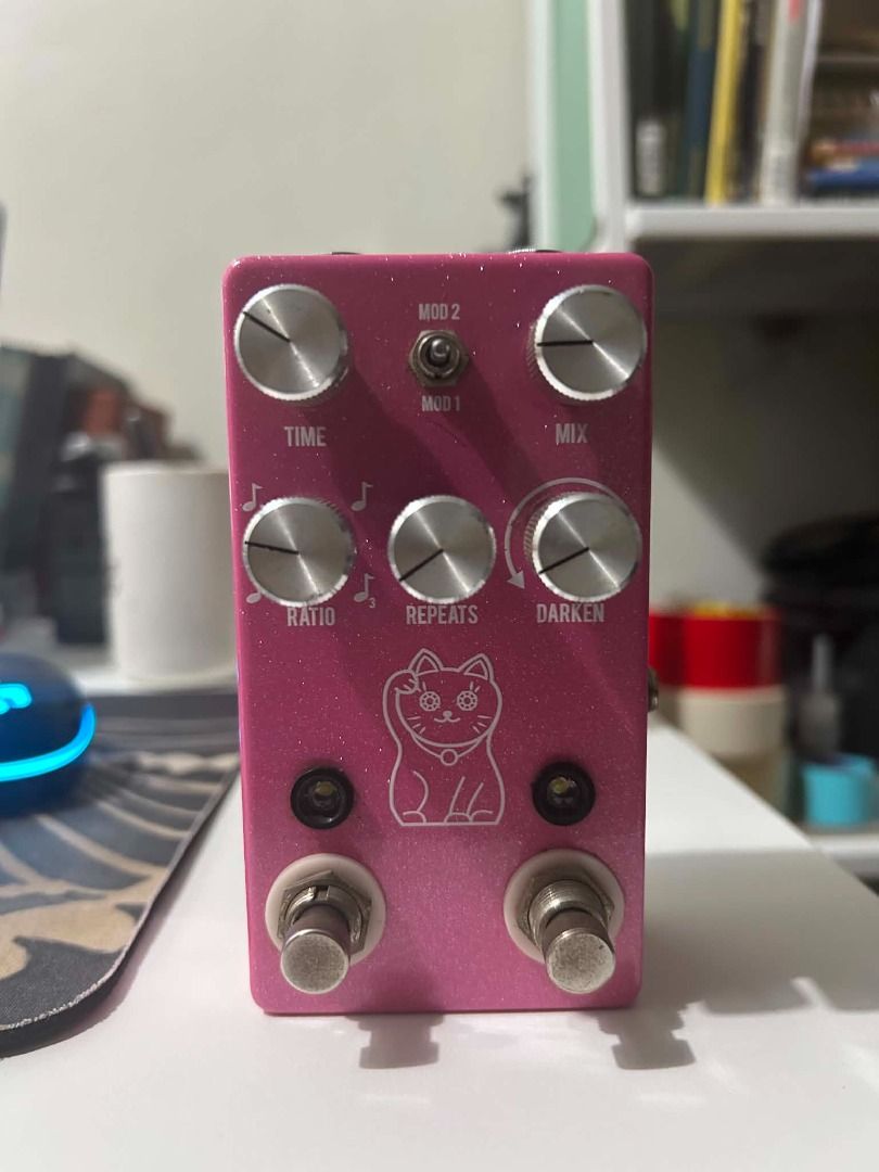 JHS Lucky Cat Delay Pedal (Category: Musical Instruments) located in San Miguel. Submitted by merrytristmas (Listing ID 1459258898, Image 1). Description: FS: JHS Lucky Cat Delay (Discontinued) Price: ₱10,000 (Negotiable for serious buyers) Condition: 8/10 Fresh, smooth, and 100% working condition. Aesthetics: Has velcro neatly applied underneath, ready for your pedalboard. Inclusions: Comes with the original box. (Note: The box has a handwritten