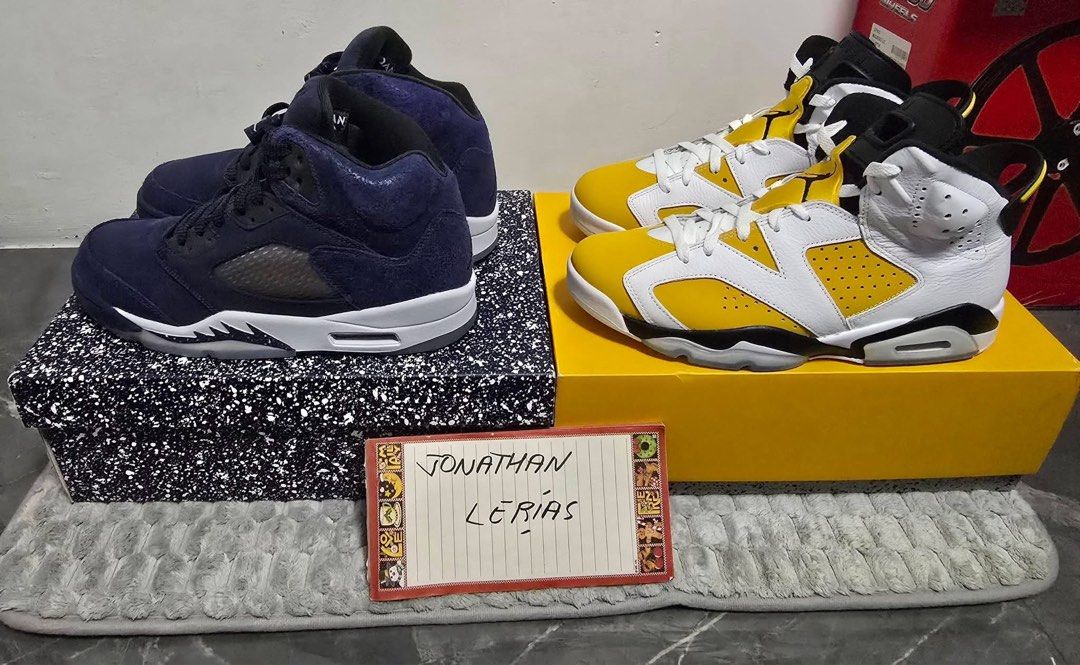 Jordan 3, 5, 6, 13 - Various Colorways (Category: Sneakers) located in Malolos. Submitted by brandowee (Listing ID 1459124122, Image 1). Description: For sale J5 midnight navy 5k used once J6 yellow ochre 5k used once J3 black cement 7k used once J13 playoffs 8k used once J13 chicago 10k brand new All size 10 Meetup:Malolos Mop:gcash Shipping:LBC/lalamove.