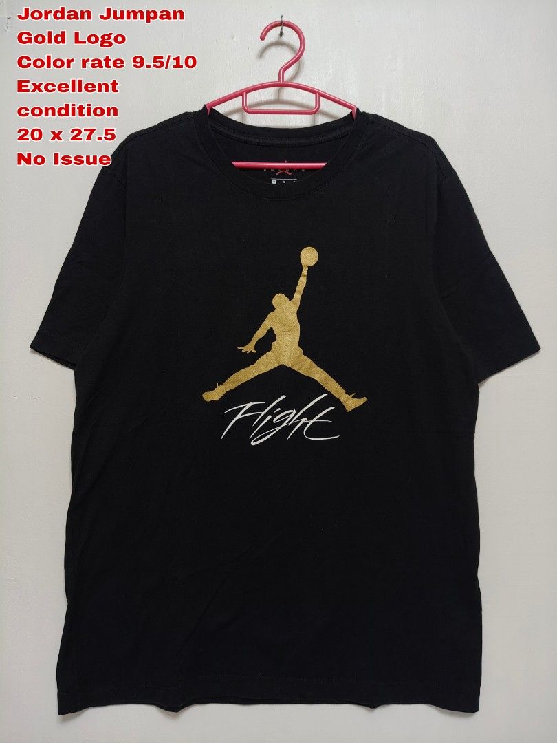 Jordan Gold Jumpman Shirt (Category: Tshirts & Polo Shirts ) located in Makati City. Submitted by mugen.archive (Listing ID 1459145829, Image 1). Description: Authentic size Medium 9.5/10 Color rate No issue.